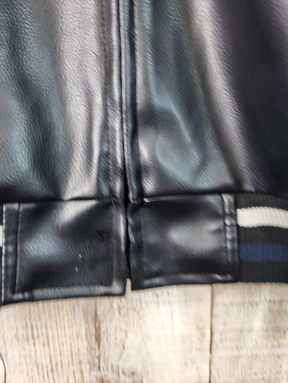 NFL Patriots Navy and Gray Leather Jacket. Faux Leather. Mens Large - Picture 7 of 16